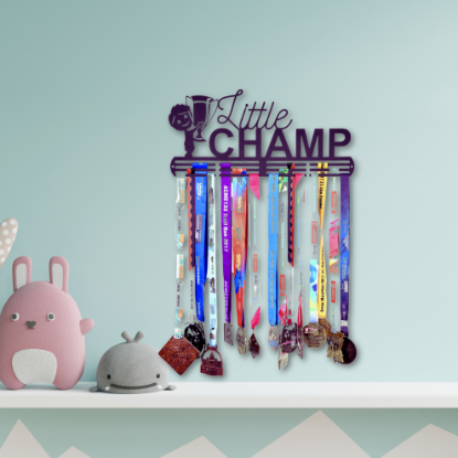 Picture of Little Champ Medal Hanger with 3 Rows - Italics